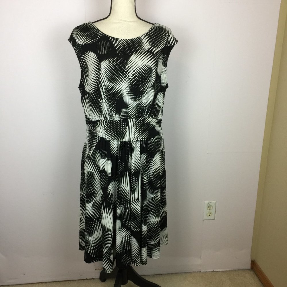 Renee C Fit & Flare Dress Sz 2X Womans Plus Back White Stretch Knit Sleeveless
